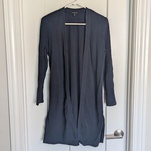 Talbots Navy Ribbed Duster Open Front Cardigan Sweater sz L